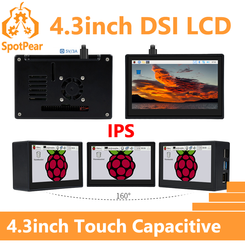 Pi 5 Case - Raspberry pi 4.3 polegadas dsi display