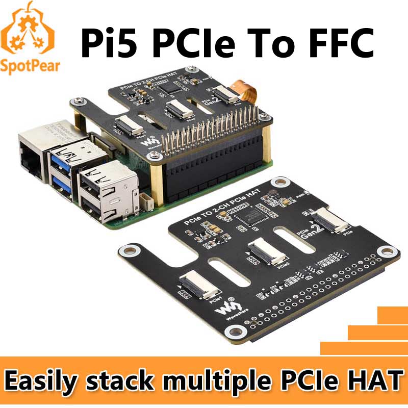 Pi Cooler - Raspberry Pi 5 PCIe para 2-CH