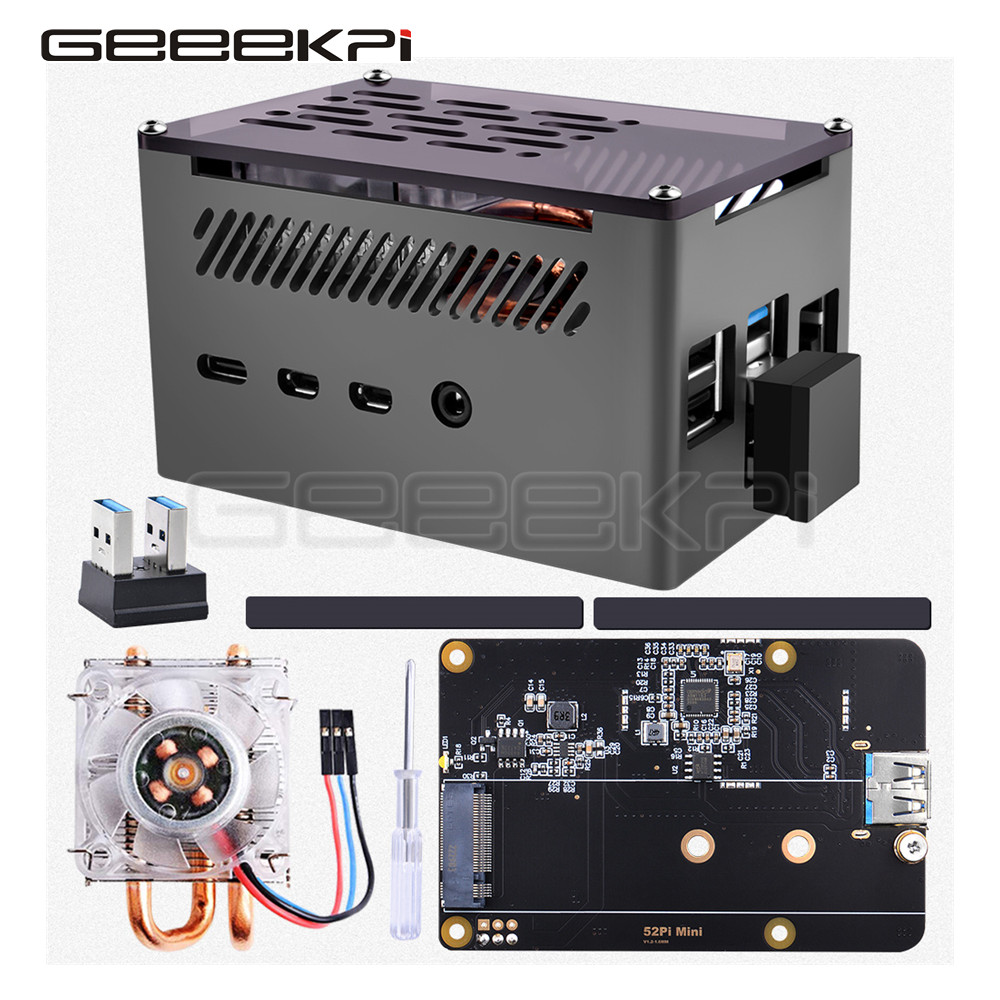 Pi 4 Case - GeeekPi Caixa de tijolo de alumínio